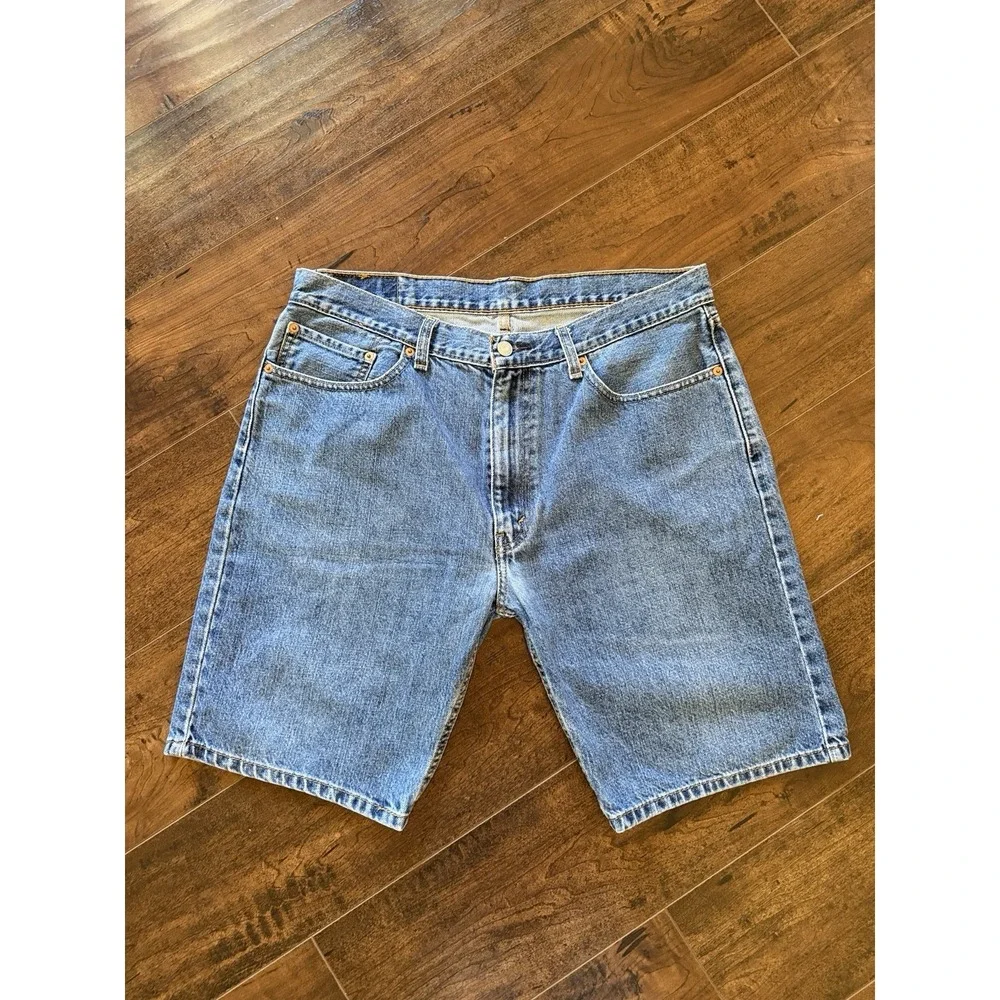 Levi's 505 Denim Shorts Mens 36 Blue Denim Jean Jorts Dad 100% Cotton 9